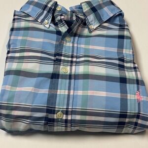 Ralph Lauren Button Down Shirt Mens 1XB Plaid Performance Long Sleeve  Casual